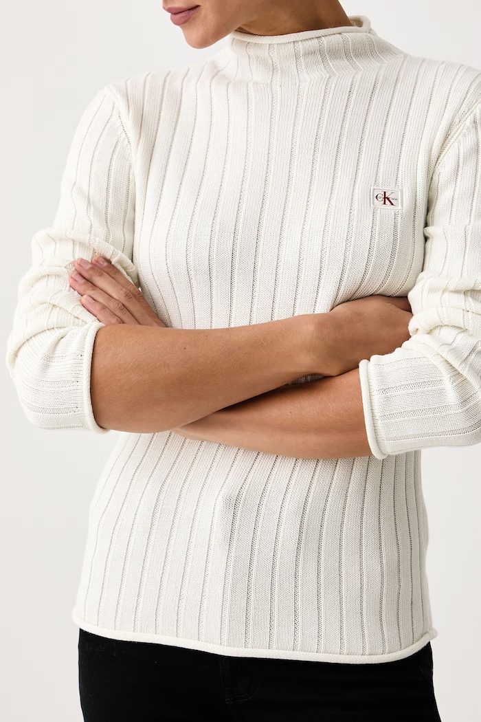 Odzież Calvin Klein Jeans Sweter damski bawełniany LV047H304G beżowy