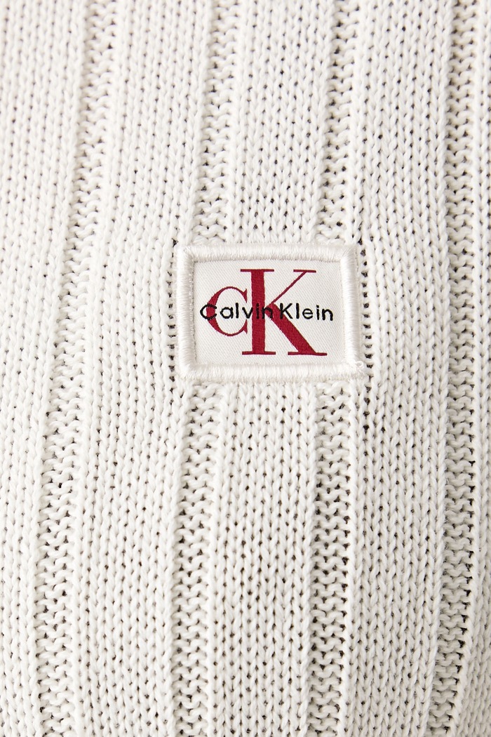 Sweter damski bawełniany Calvin Klein Jeans LV047H304G beżowy