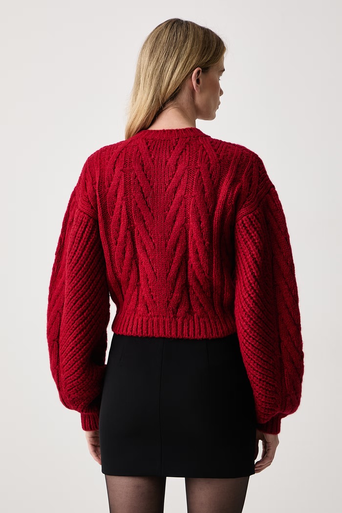 Odzież Elisabetta Franchi Kardigan damski z wełną alpaki MK44T67E2 czerwony