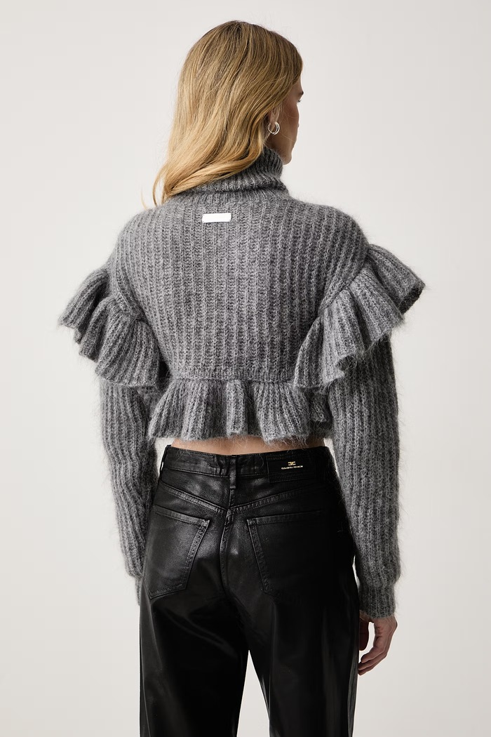 Odzież Elisabetta Franchi Golf damski z wełną MK43T67E2 szary