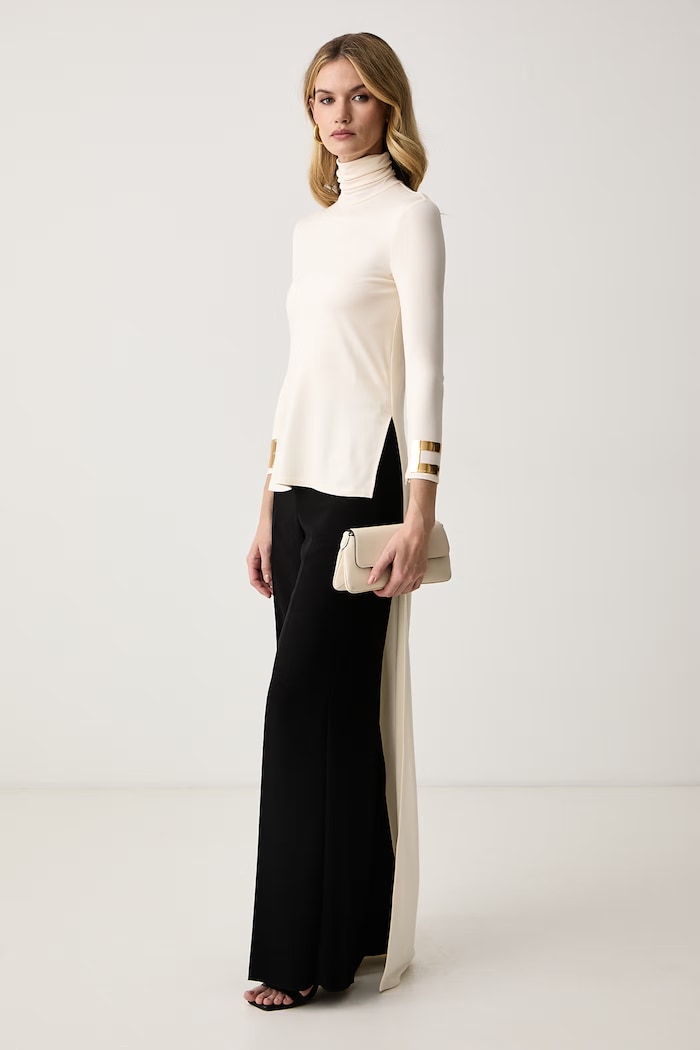 Elisabetta Franchi Sukienka tunikowa z wiskozą MD00467E2 beżowy AW26