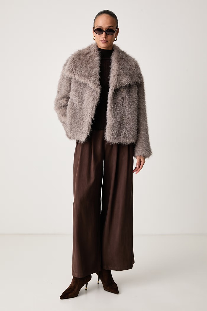 Calvin Klein Poludolčevita ženska vunena LV044H352G smeđa AW26