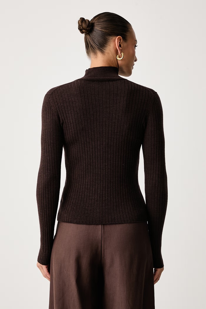 Odjeća Calvin Klein Poludolčevita ženska vunena LV044H352G smeđa