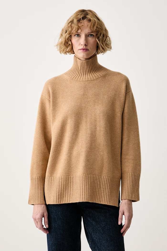 Calvin Klein Sweter damski wełniany beżowy LV044H326G