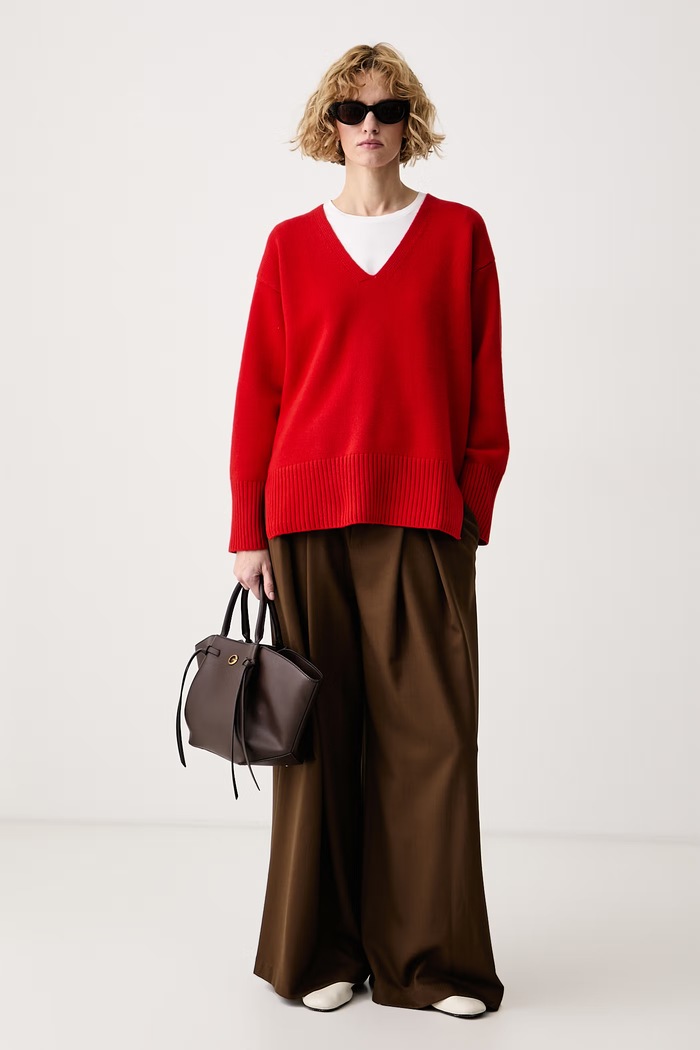 Calvin Klein Πουλόβερ γυναικείο μάλλινο LV044H325G κόκκινο AW26