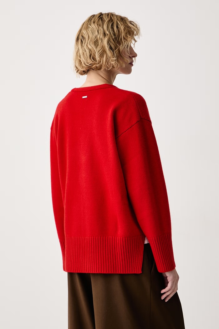 Ρούχα Calvin Klein Πουλόβερ γυναικείο μάλλινο LV044H325G κόκκινο