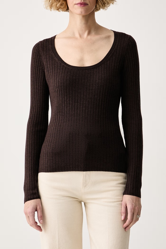 Πουλόβερ γυναικείο από μαλλί μερινό Calvin Klein LV044H311G καφέ