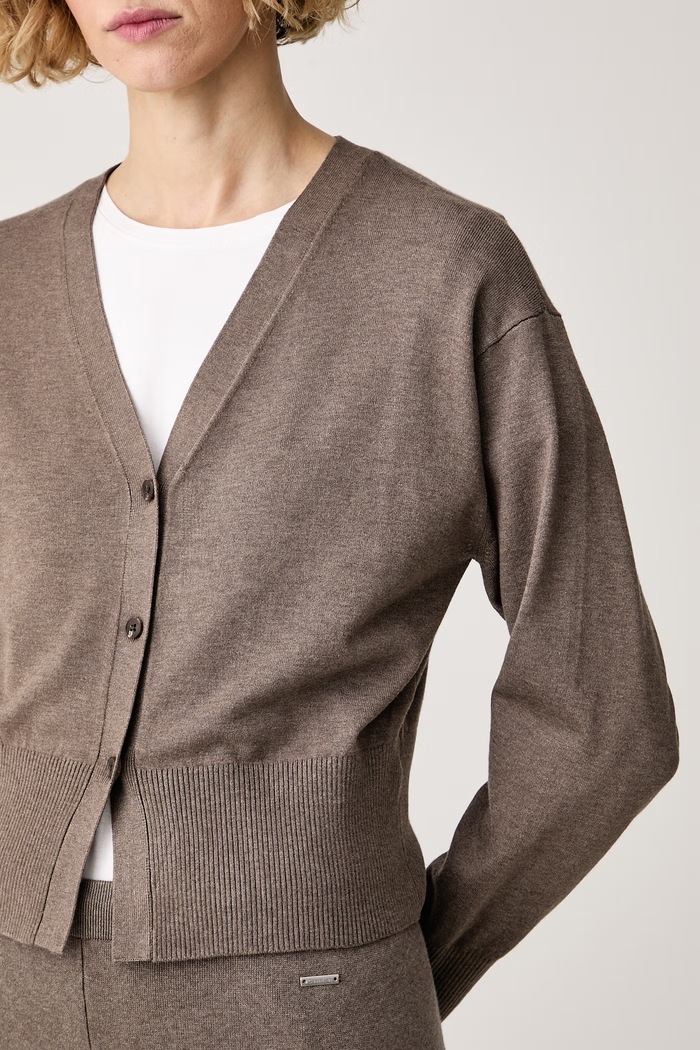 Cardigan elegante da donna con viscosa Calvin Klein LV044H307G marrone