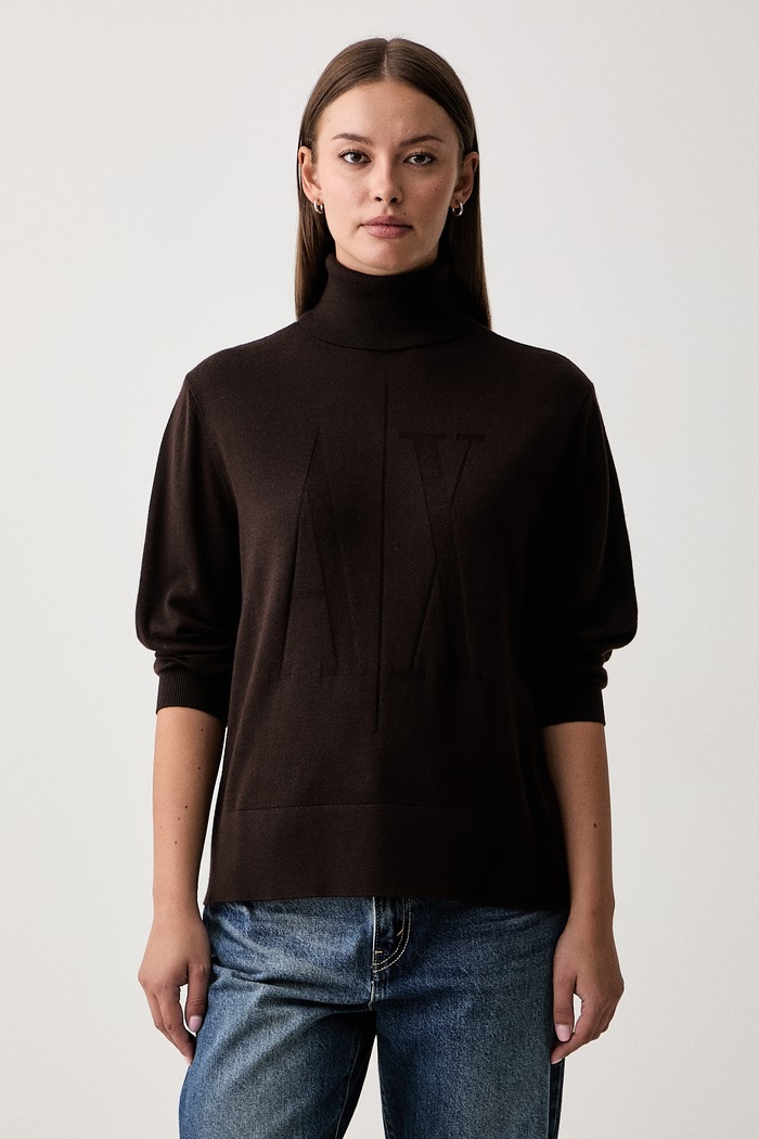Armani Exchange свитер для женщин из шерсти коричневый XW001444.AF11896