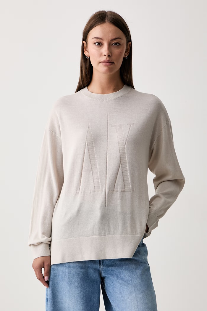 Armani Exchange sweter damski wełniany beżowy XW001443.AF11896