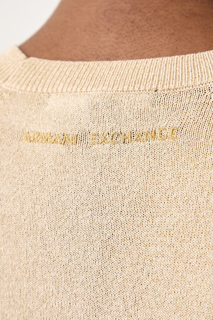Sweter damski z wiskozą Armani Exchange beżowy XW002895.AF26001