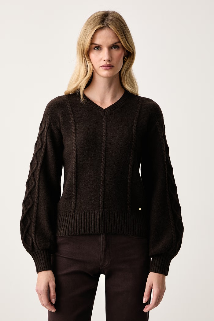 Armani Exchange Домашен пуловер дамски с добавена вълна кафяв XW002893.AF25938