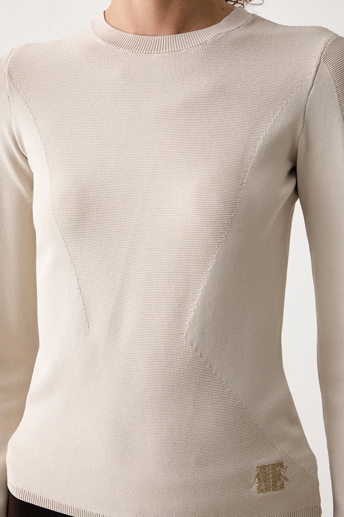 Sweter damski z wiskozą Armani Exchange XW002881.AF10352 beżowy
