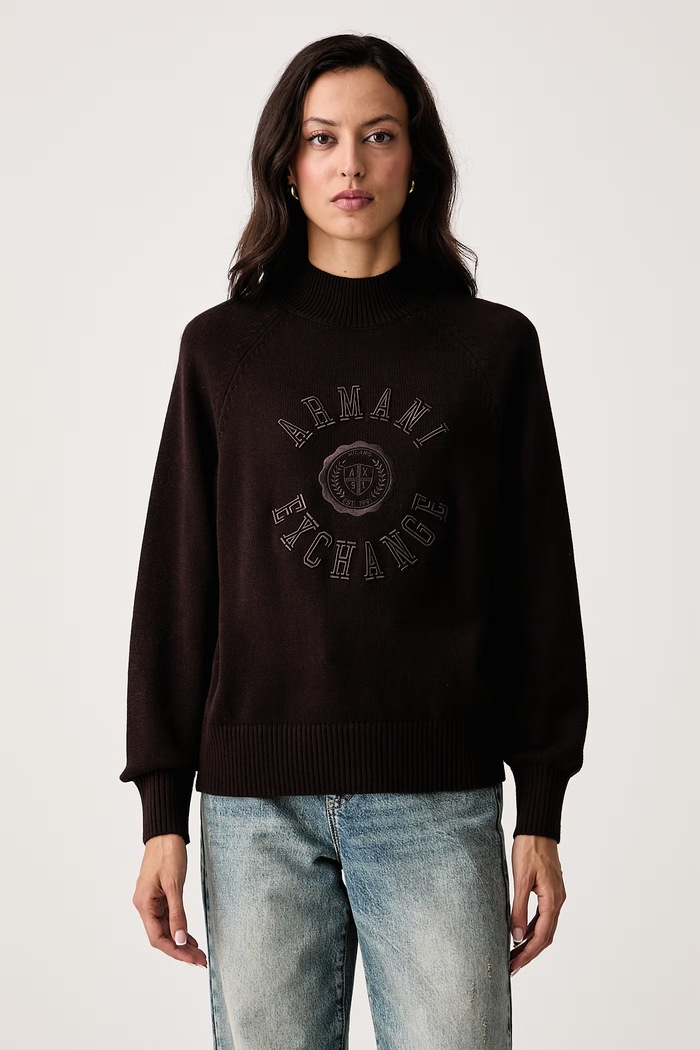Armani Exchange Pulover ženski bombažen rjava XW002877.AF16552