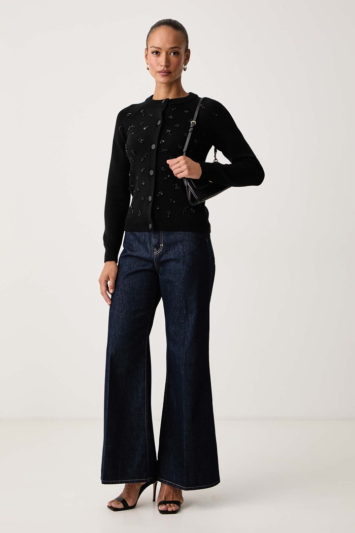 Armani Exchange Kardigan ženski z viskozo XW002650.AF13780 črna AW26