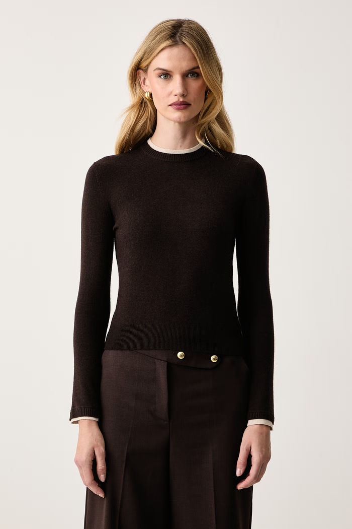 Armani Exchange Пуловер дамски с добавена вълна кафяв XW002632.AF25935