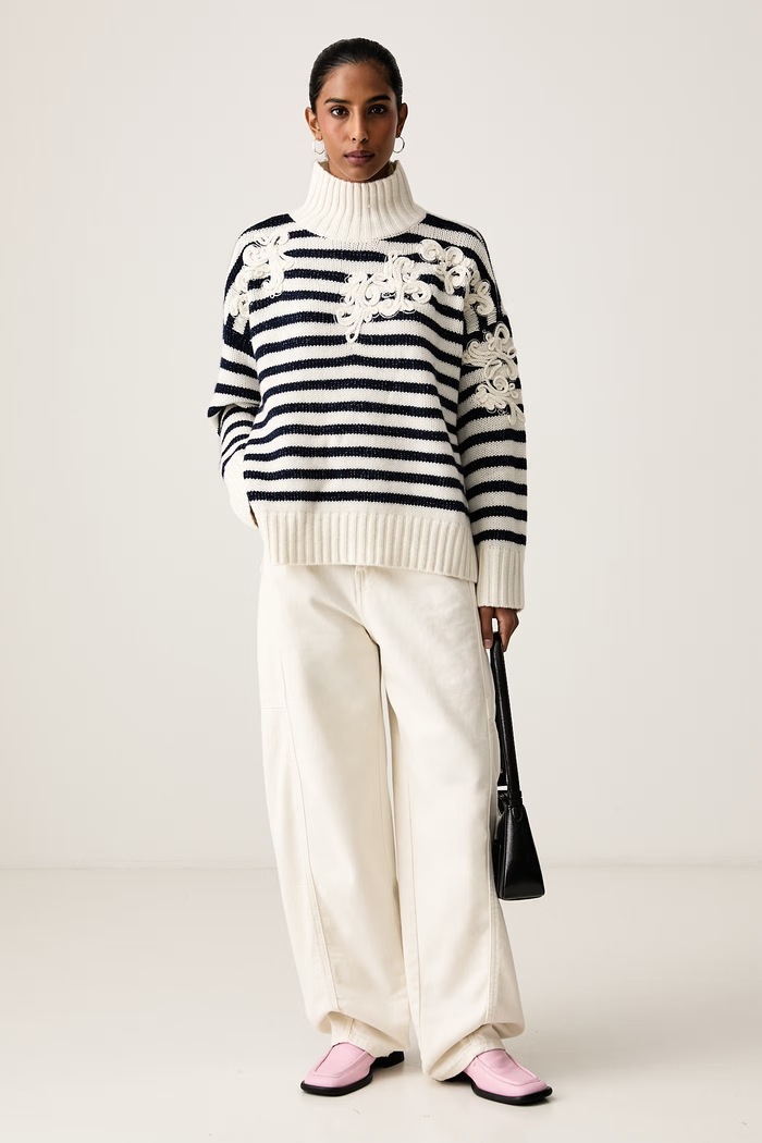 ERMANNO Firenze Sweter damski wełniany D49EM052E59 beżowy AW26