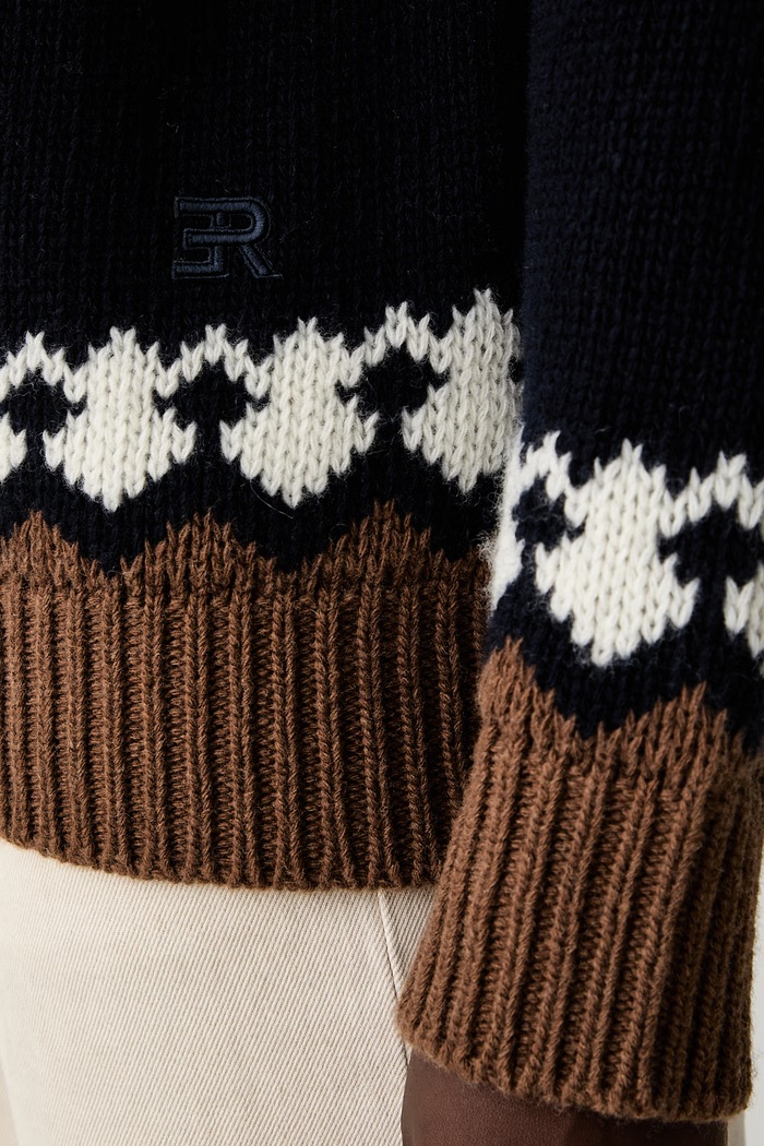 ERMANNO Firenze sweter damski wełniany D49EM043E81 granatowy