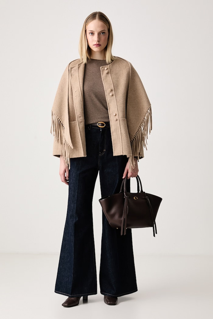 Sisley Блуза с дълги ръкави дамска с добавена коприна 338ZL109H кафяв AW26