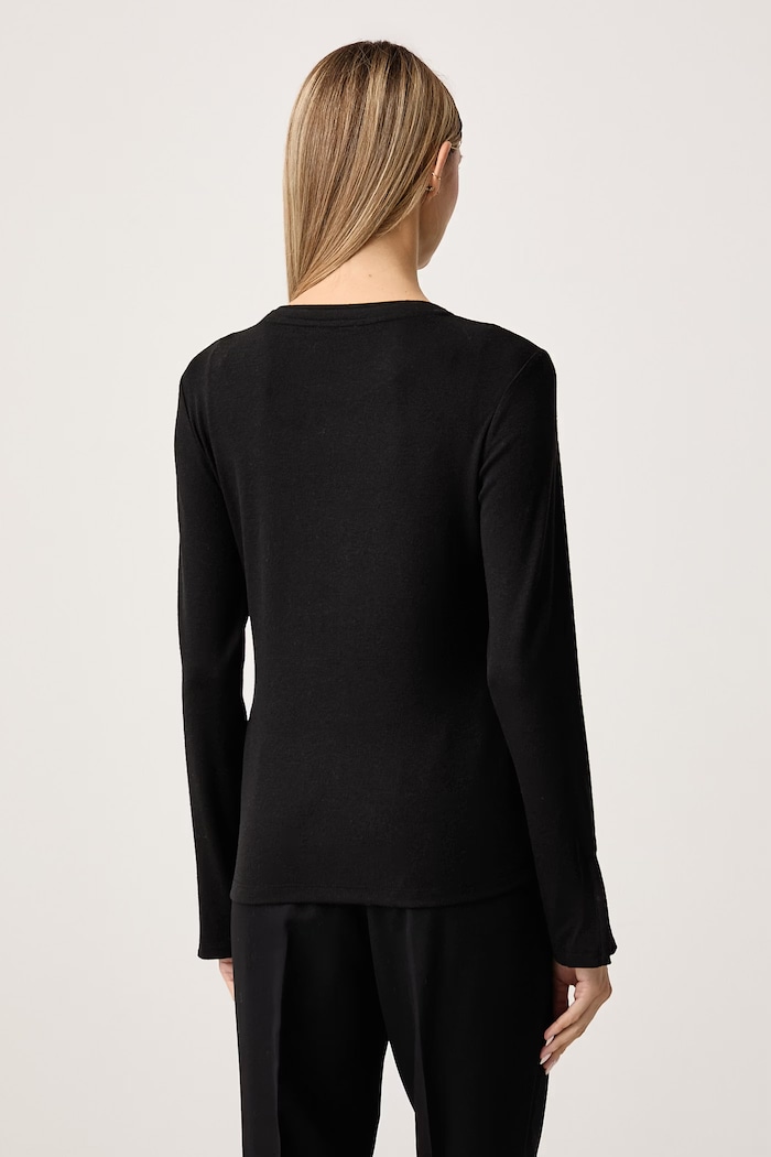 Abbigliamento Sisley Maglietta a maniche lunghe da donna con misto seta 338ZL109H nero