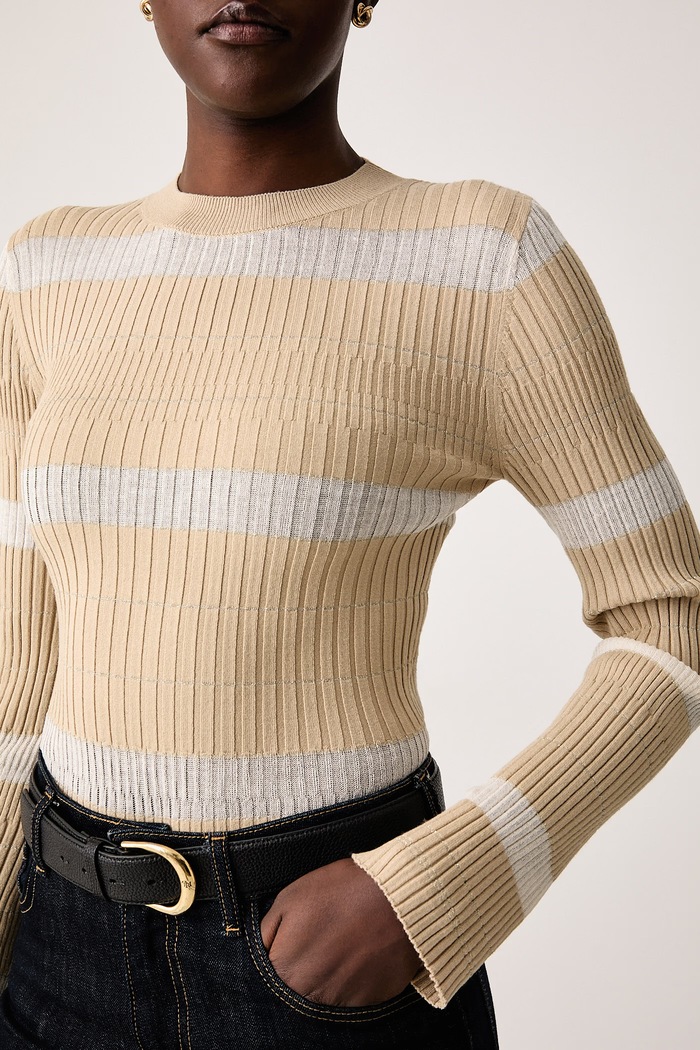 Sweter damski z wiskozą Sisley beżowy 1UJZL108T