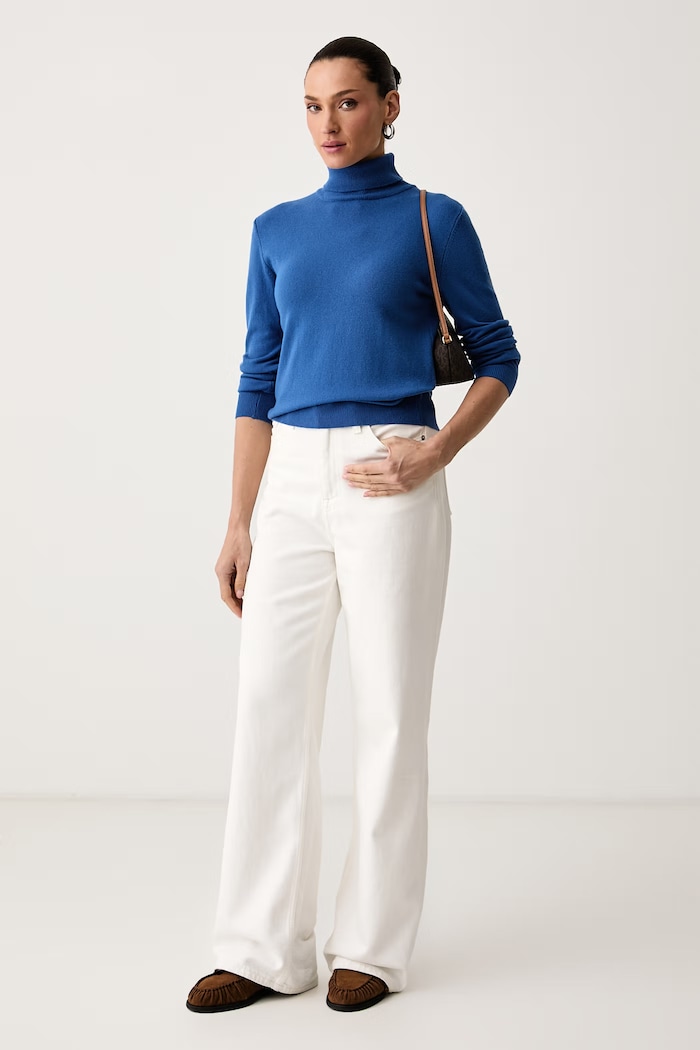 United Colors of Benetton Golf damski wełniany 1P02D2348 niebieski AW26