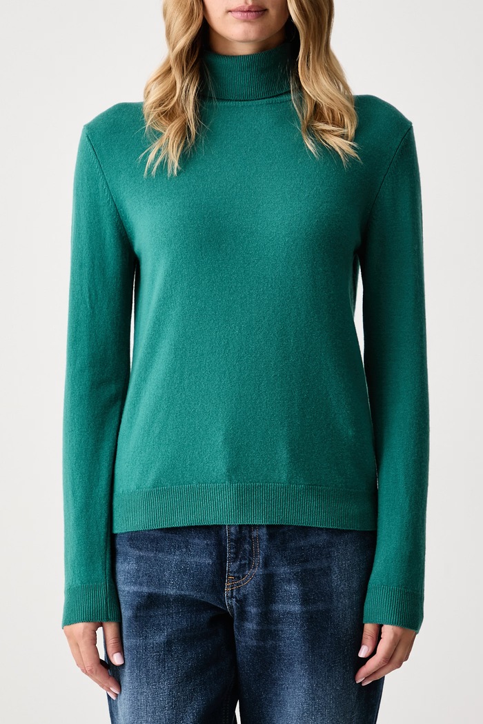 United Colors of Benetton Golf damski wełniany 1P02D2348 turkusowy AW26