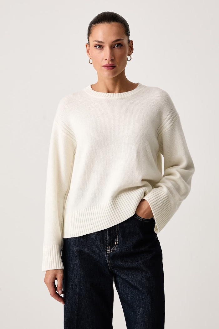 United Colors of Benetton Sweter damski z wełną beżowy 1SJWD10HU