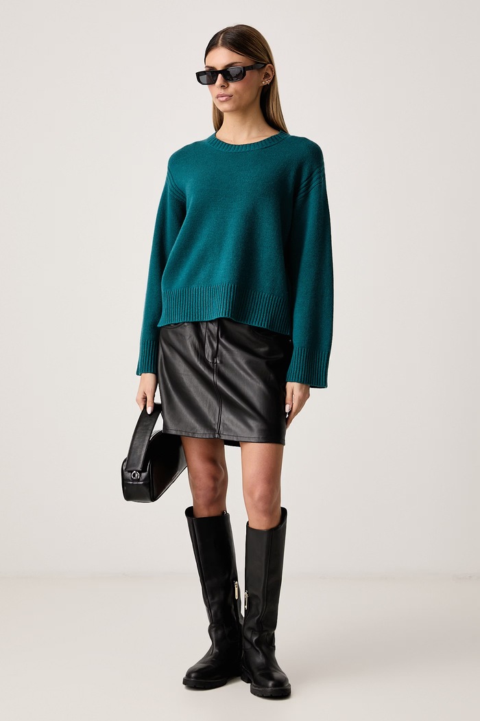 United Colors of Benetton Sweter damski z wełną 1SJWD10HU turkusowy AW26