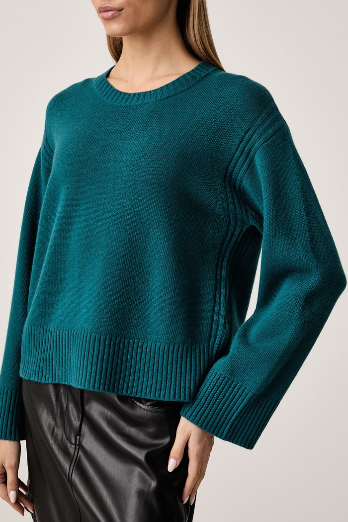 Sweter damski z wełną United Colors of Benetton 1SJWD10HU turkusowy