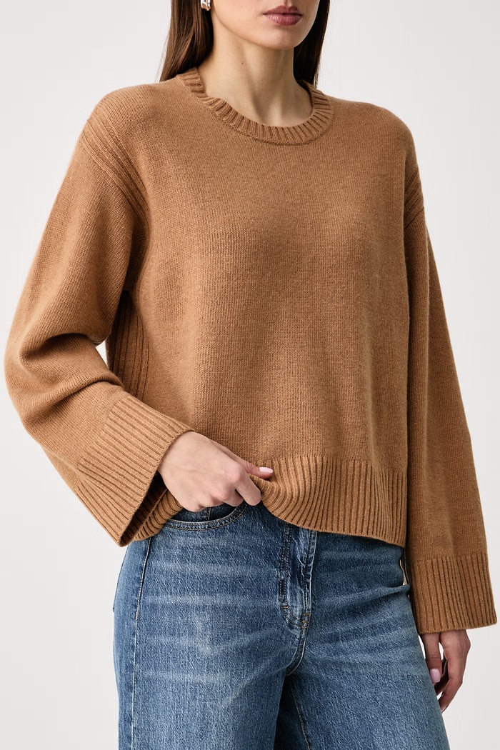 Sweter damski z wełną United Colors of Benetton 1SJWD10HU brązowy