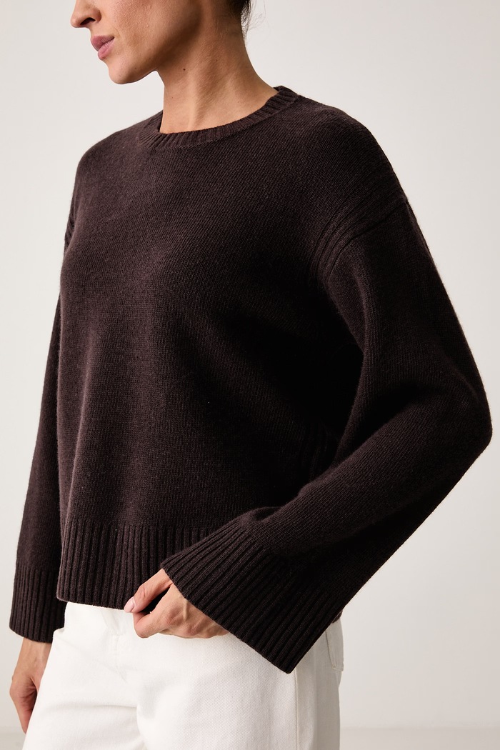 Sweter damski z wełną United Colors of Benetton 1SJWD10HU brązowy