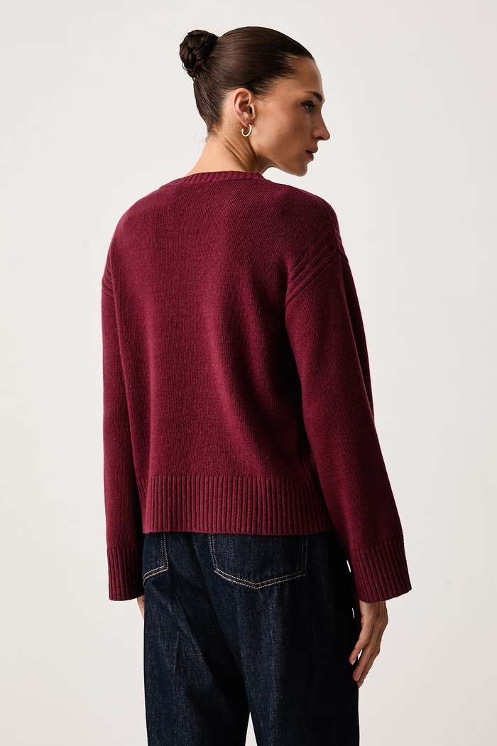 Odzież United Colors of Benetton Sweter damski z wełną 1SJWD10HU bordowy