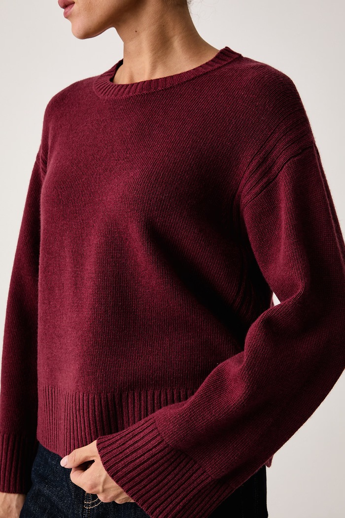 Sweter damski z wełną United Colors of Benetton 1SJWD10HU bordowy