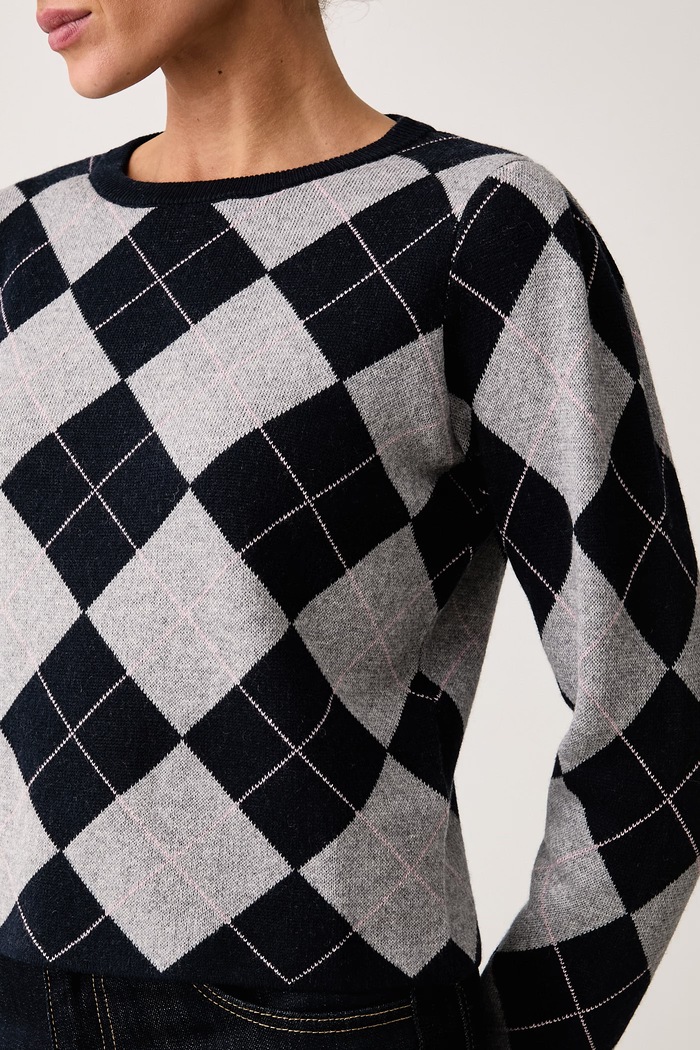 Sweter damski z dodatkiem wełny United Colors of Benetton 1XQ7E10HT granatowy