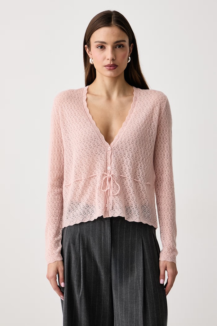 United Colors of Benetton Kardigan damski z wełną różowy 1H02D605R