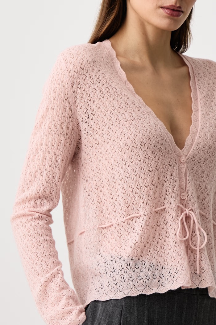 Kardigan damski z wełną United Colors of Benetton 1H02D605R różowy