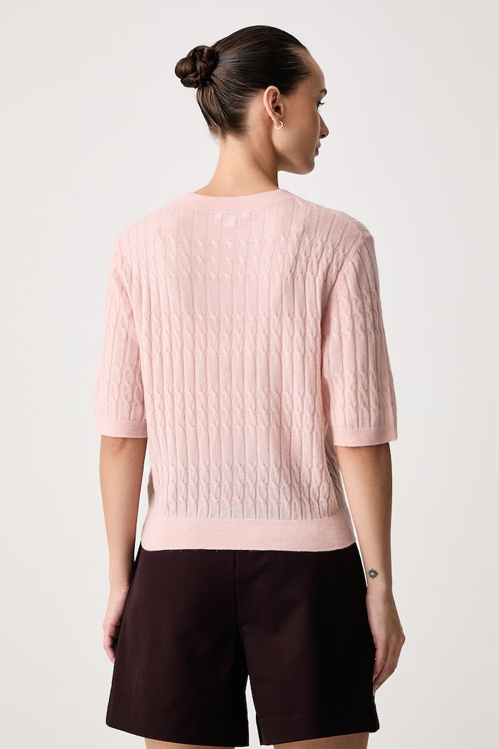 Odzież United Colors of Benetton Sweter z krótkim rękawem damski z wełną 1H02D10HO różowy