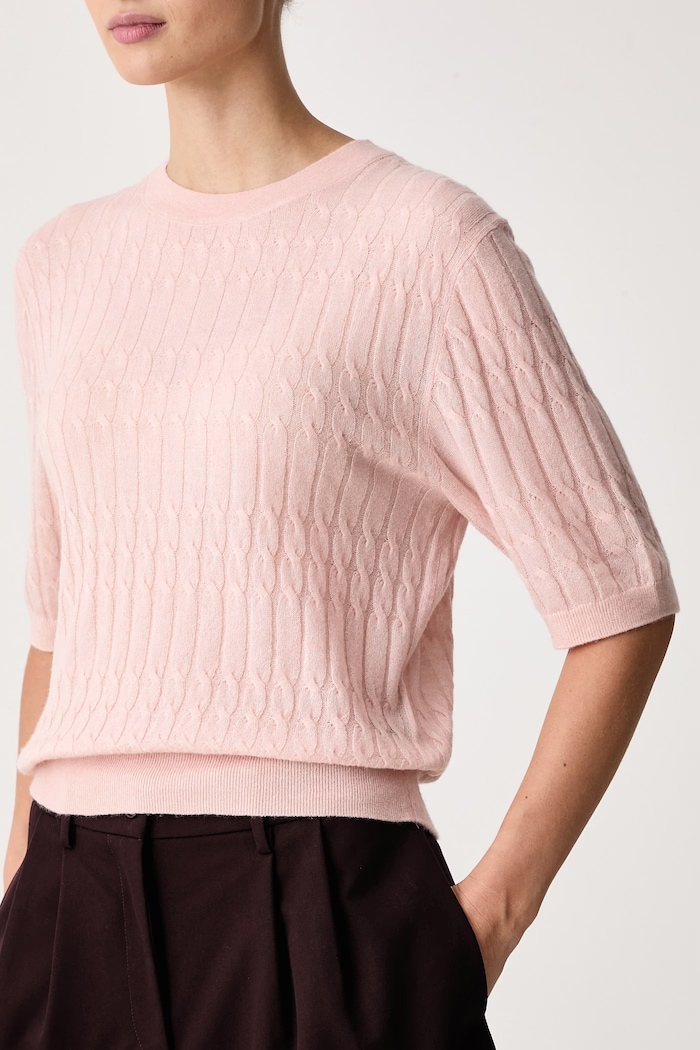 Sweter z krótkim rękawem damski z wełną United Colors of Benetton 1H02D10HO różowy