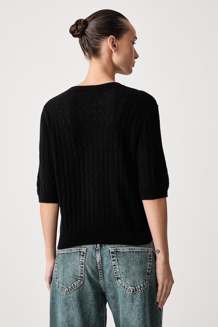 Odzież United Colors of Benetton Sweter z krótkim rękawem damski z wełną 1H02D10HO czarny