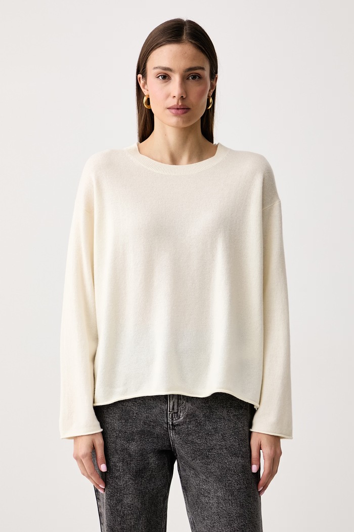United Colors of Benetton Sweter damski wełniany z dodatkiem kaszmiru beżowy 1I0FD10HQ