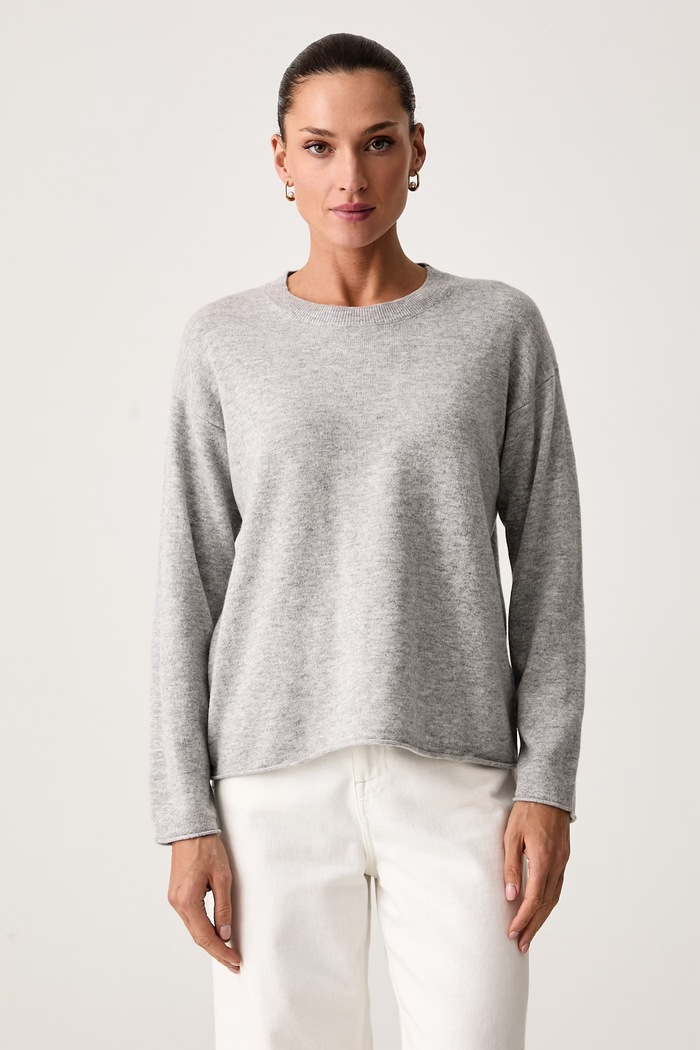 United Colors of Benetton Sweter damski wełniany z dodatkiem kaszmiru szary 1I0FD10HQ