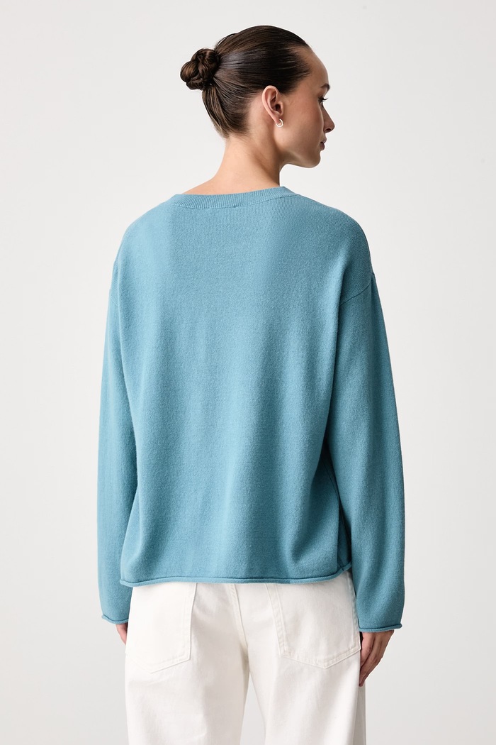 Odzież United Colors of Benetton Sweter damski wełniany z dodatkiem kaszmiru 1I0FD10HQ niebieski