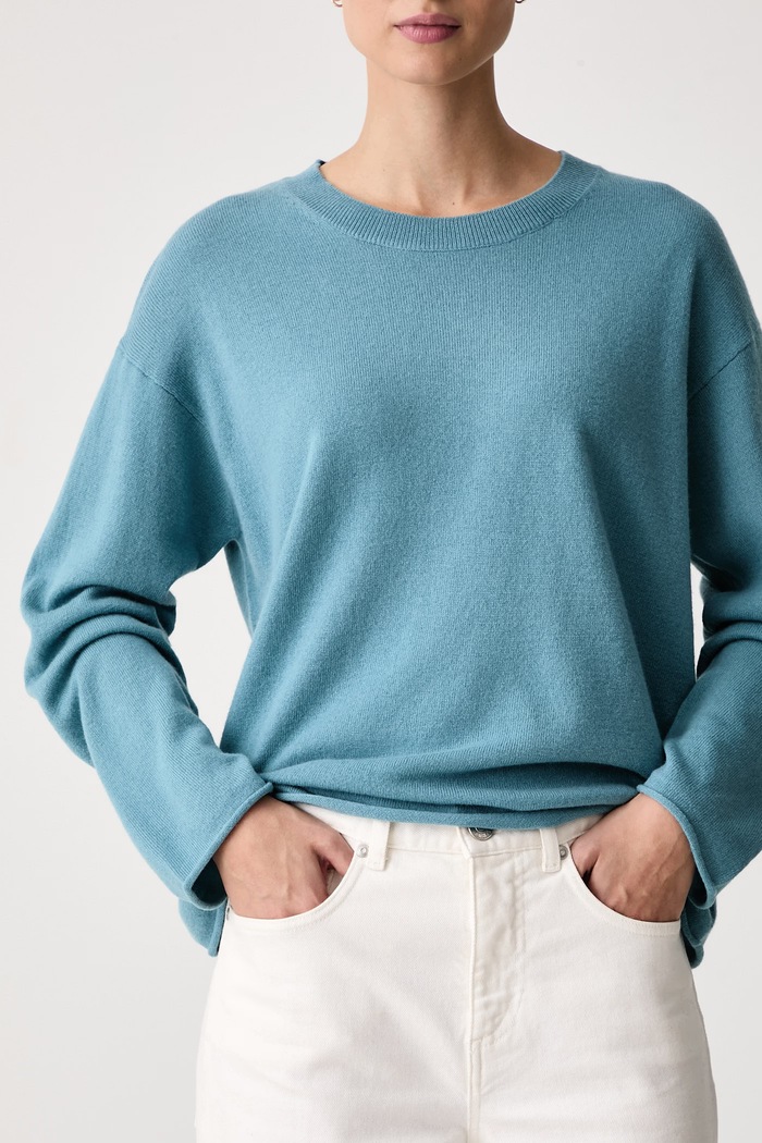 Sweter damski wełniany z dodatkiem kaszmiru United Colors of Benetton 1I0FD10HQ niebieski