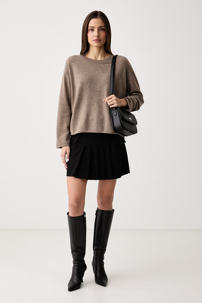 United Colors of Benetton Sweter damski wełniany z dodatkiem kaszmiru 1I0FD10HQ beżowy AW26