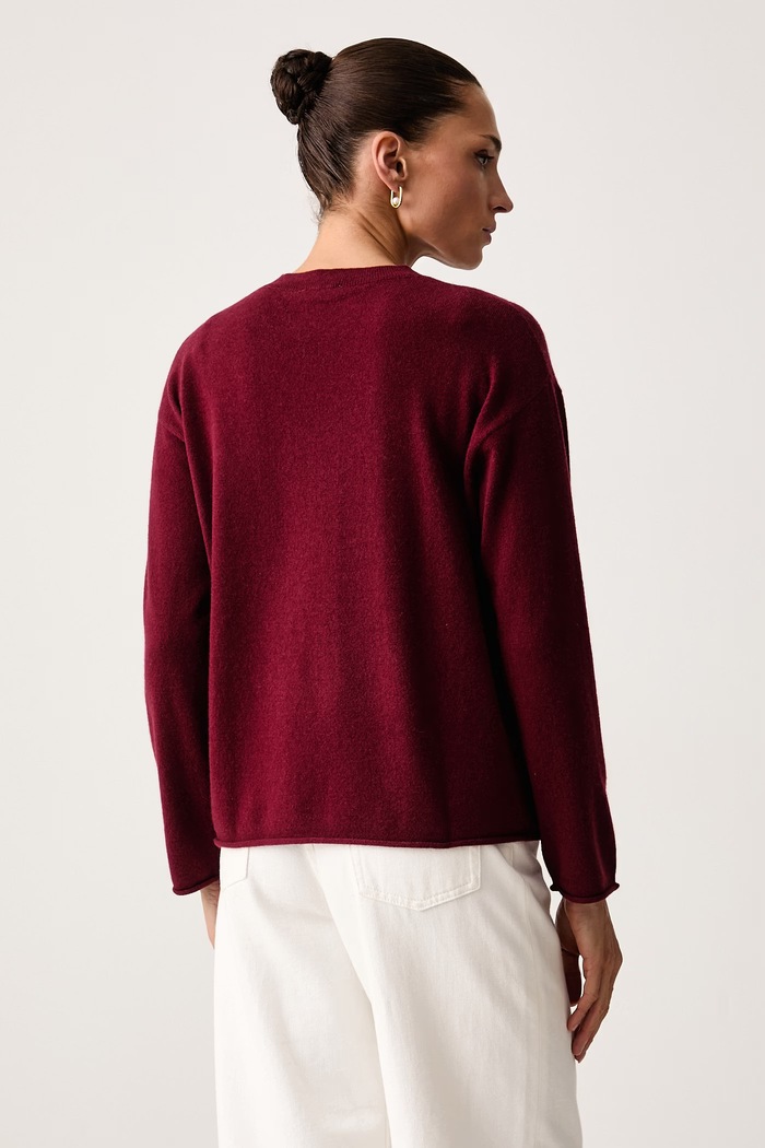 Odzież United Colors of Benetton Sweter damski wełniany z dodatkiem kaszmiru 1I0FD10HQ bordowy
