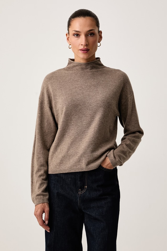 United Colors of Benetton Sweter damski wełniany beżowy 1I0FD204Y