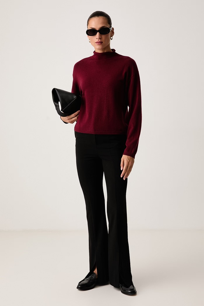 United Colors of Benetton Sweter damski wełniany 1I0FD204Y bordowy AW26