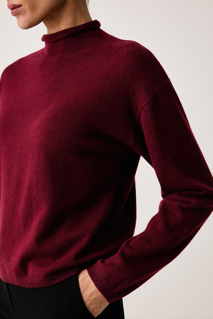 Sweter damski wełniany United Colors of Benetton 1I0FD204Y bordowy