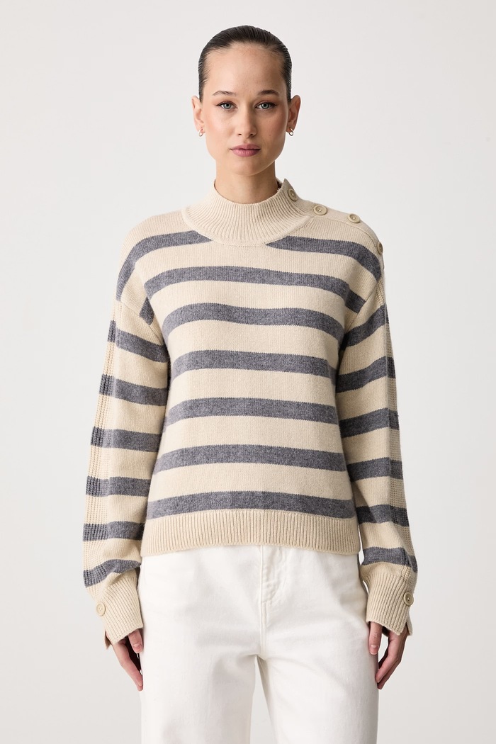 United Colors of Benetton Sweter damski z dodatkiem wełny beżowy 1S9ZE204X